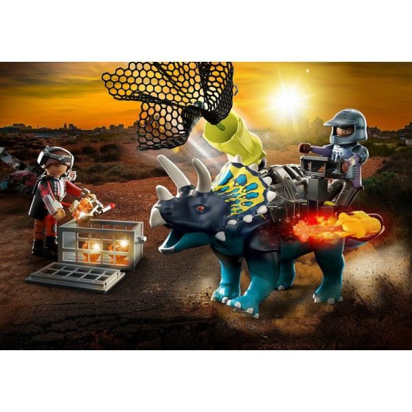 Playmobil Dino Rise 70627: Τρικεράτωψ με Πανοπλία-Κανόνι και Μαχητές