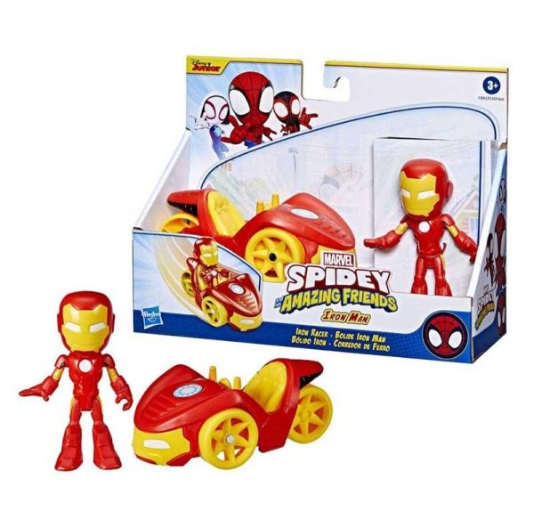 Marvel Spidey and his Amazing Friends: Iron Racer - Όχημα & Φιγούρα Iron Man 9cm