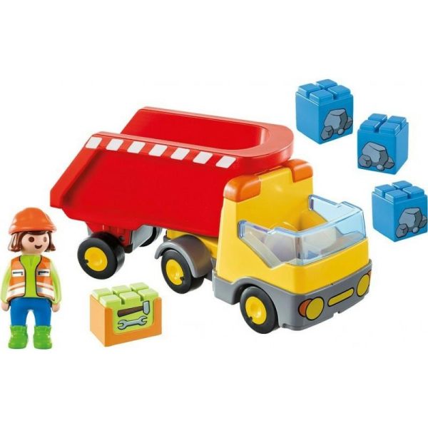 Playmobil 1.2.3 70126: Ανατρεπόμενο Φορτηγό Με Εργάτη