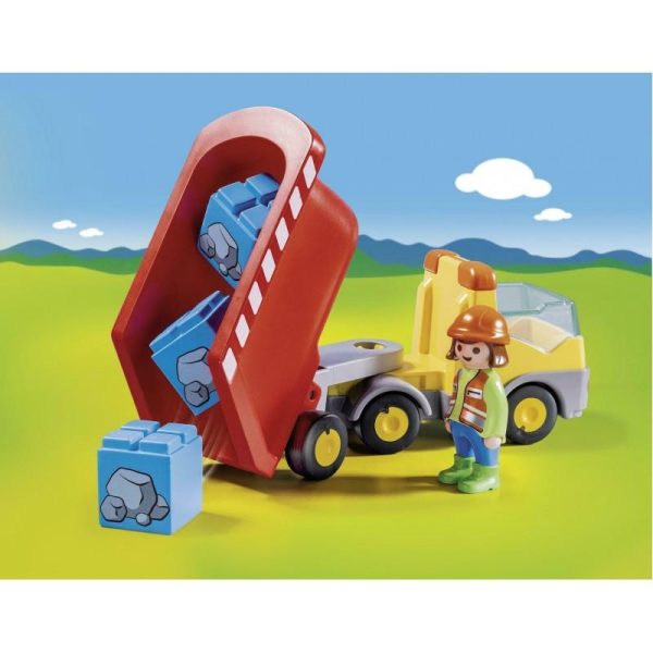 Playmobil 1.2.3 70126: Ανατρεπόμενο Φορτηγό Με Εργάτη