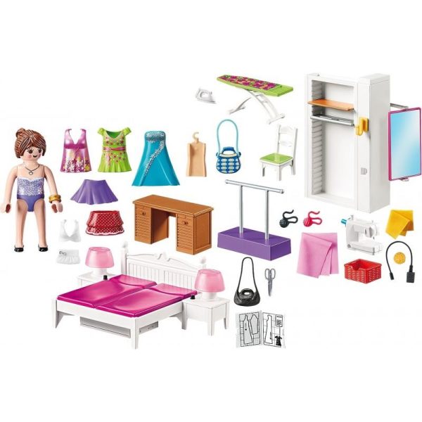 Playmobil Dollhouse 70208: Υπνοδωμάτιο με Ατελιέ Ραπτικής