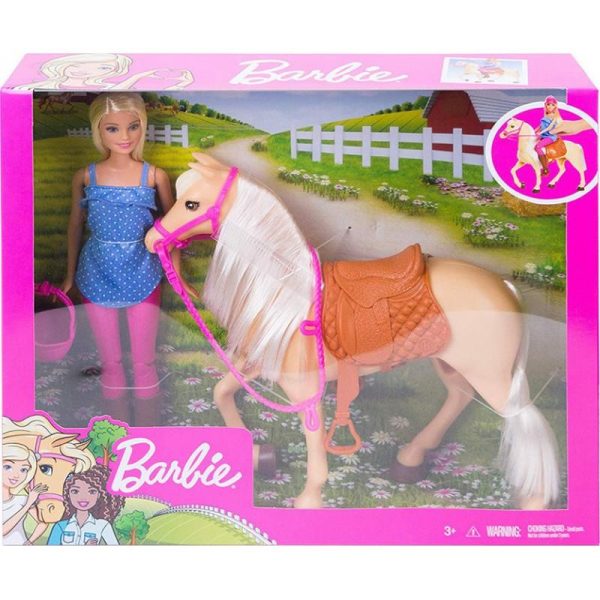 Barbie: Σετ Κούκλα Ξανθιά με Άλογο #FXH13