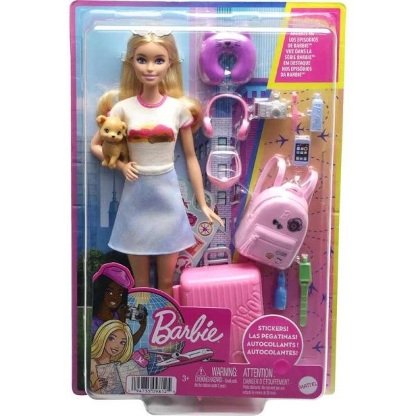 Barbie: Έτοιμη για Ταξίδι - Κούκλα Ξανθιά με Κουτάβι & Αξεσουάρ #HJY18