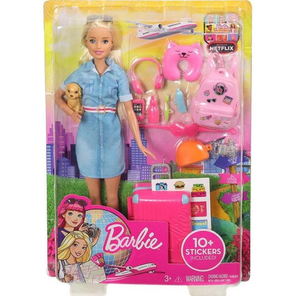 Barbie Dreamhouse: Έτοιμη για Ταξίδι - Κούκλα με Κουτάβι & Αξεσουάρ #FWV25
