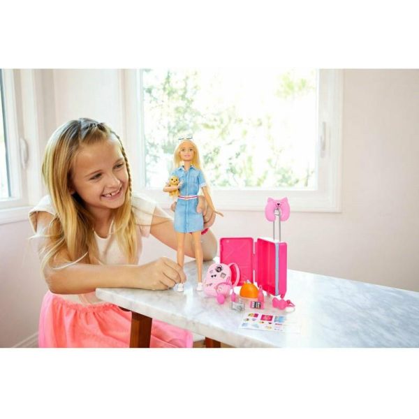 Barbie Dreamhouse: Έτοιμη για Ταξίδι - Κούκλα με Κουτάβι & Αξεσουάρ #FWV25
