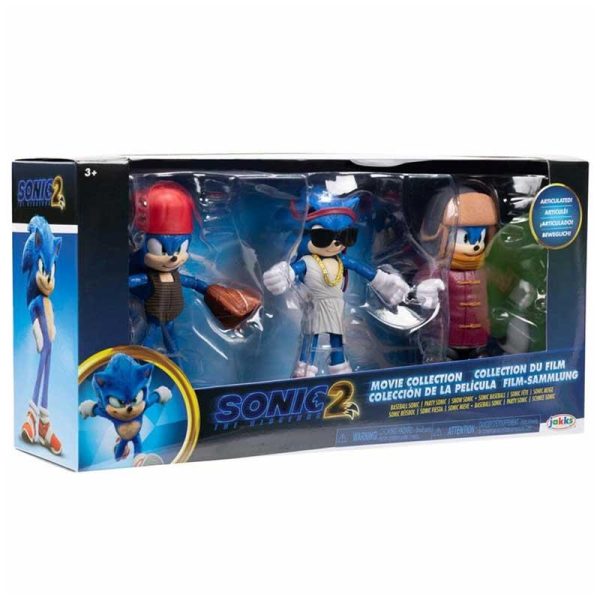 Sonic The Hedgehog 2 Movie Collection 3-pack Figures Baseball, Party & Snow Sonic 10cm