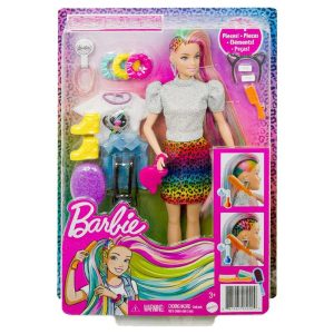 Barbie Leopard Rainbow Hair Κούκλα #GRN81