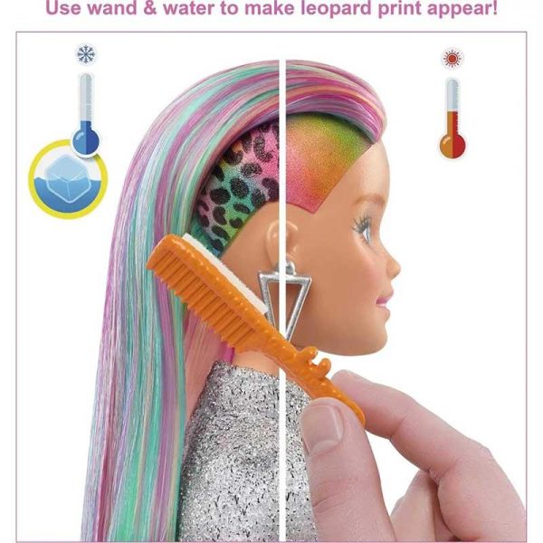 Barbie Leopard Rainbow Hair Κούκλα #GRN81