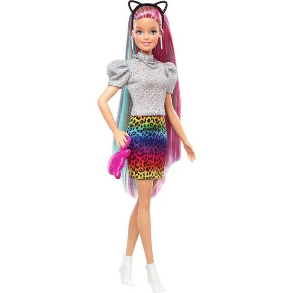 Barbie Leopard Rainbow Hair Κούκλα #GRN81