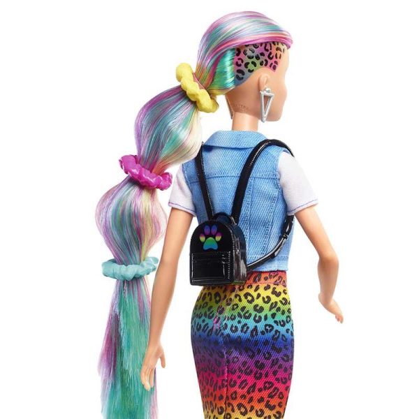 Barbie Leopard Rainbow Hair Κούκλα #GRN81