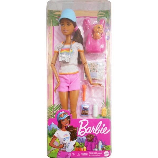 Barbie Wellness - Ημέρα Ομορφιάς Hiking Doll Μελαχρινή Κούκλα Με Κουταβάκι #GRN66