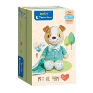 Baby Clementoni Pete The Puppy Χνουδωτό Σκυλάκι σε Κουτί Δώρου από Ύφασμα για Νεογέννητα