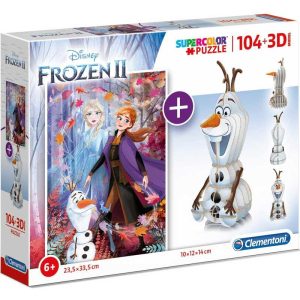 Clementoni Disney Frozen Puzzle 104 κομμάτια + 3D Olaf