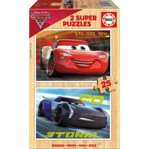 Disney Cars 2x Super Puzzles - Ξύλινο παζλ με 25 Κομμάτια