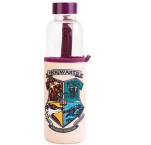 Harry Potter Hogwarts Γυάλινο Μπουκάλι με Ύφασμάτινο Προστατευτικό 500ml