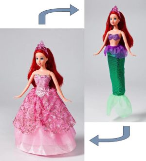 Disney Princess 2-In-1 Ballgown Surprise Ariel Doll #W1220 - Mattel 2010