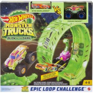 Hot Wheels Monster Trucks Glow in the Dark Epic Loop Challenge - Πίστα με 2 Αυτοκινητάκια