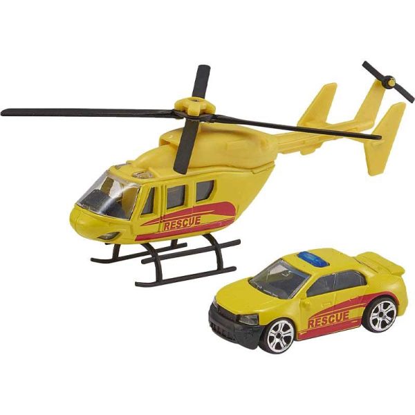 Teamsterz Emergency Response - Μεταλλικό Ελικόπτερο και Αυτοκινητάκι Διάσωσης