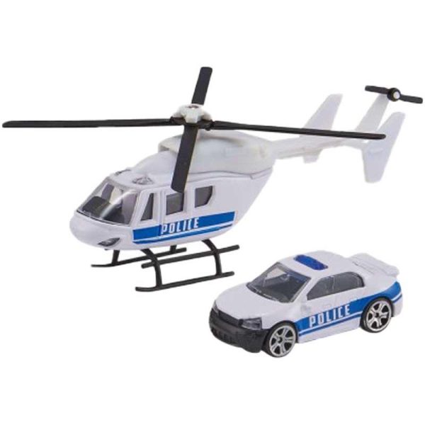 Teamsterz Emergency Response - Μεταλλικό Ελικόπτερο και Αυτοκινητάκι Αστυνομίας