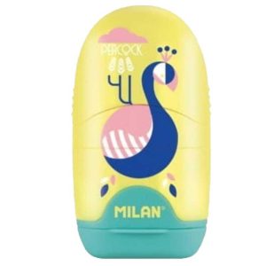 Milan Γόμα Ξύστρα Capsule Peacock Κίτρινη
