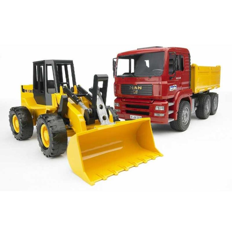 Bruder Man Tga Road Loader Fr 130 Σετ Φορτηγό Όχημα Χωματουργικό με Φορτωτή