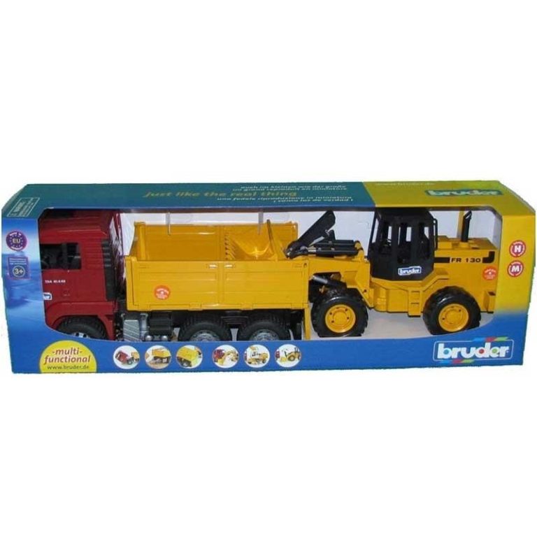 Bruder Man Tga Road Loader Fr 130 Σετ Φορτηγό Όχημα Χωματουργικό με Φορτωτή