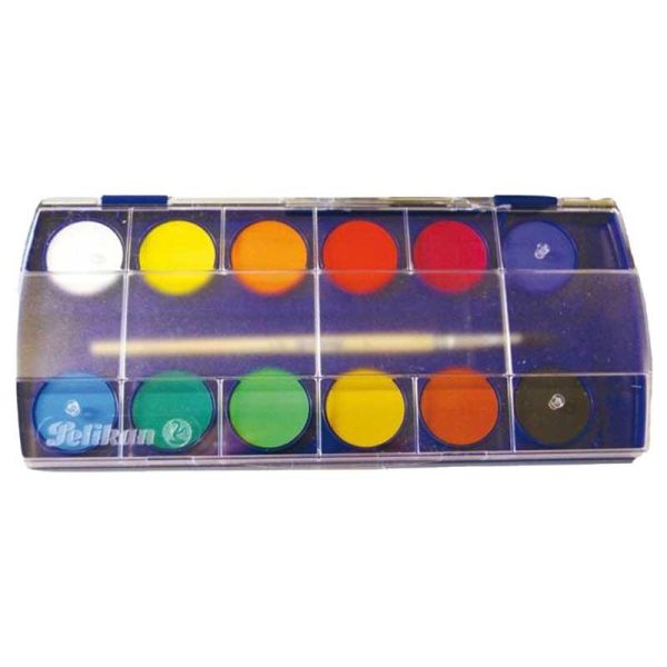 Pelikan Opaque Paint Box Σετ Νερομπογιές με Πινέλο σε Κασετίνα 12 Χρωμάτων