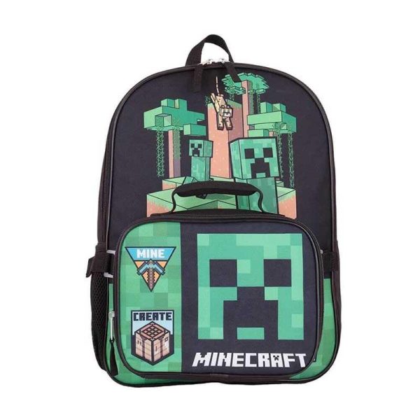 Τσάντα Πλάτης / Backpack: Minecraft Creeper 42cm + Lunch Bag