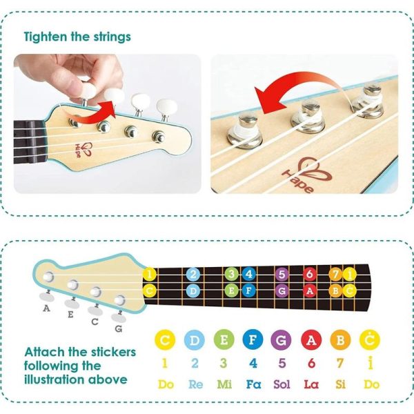 Hape Early Melodies Ξύλινη Κιθάρα Ukulele Rock N Roll