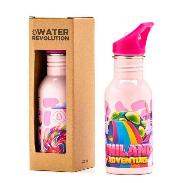 Water Revolution Unicornland - Μεταλλικό Παγούρι με Καλαμάκι 500ml