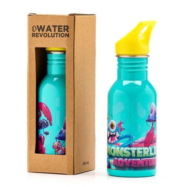 Water Revolution Monsterland - Μεταλλικό Παγούρι με Καλαμάκι 500ml