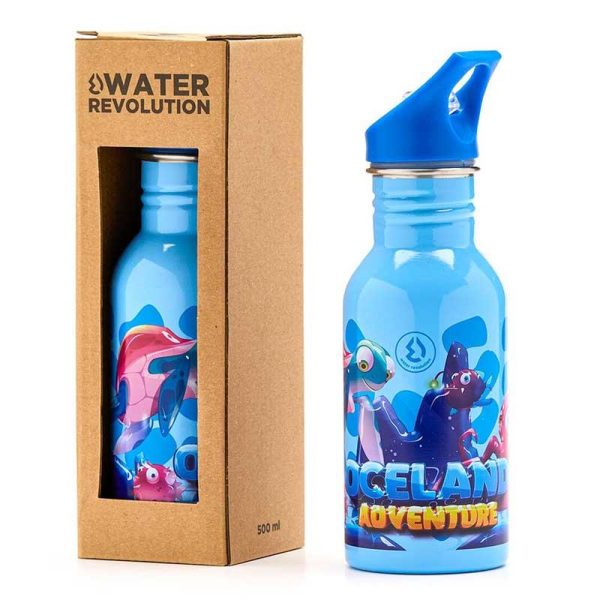 Water Revolution Oceanland - Μεταλλικό Παγούρι με Καλαμάκι 500ml