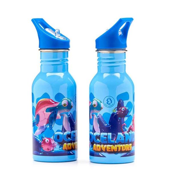 Water Revolution Oceanland - Μεταλλικό Παγούρι με Καλαμάκι 500ml