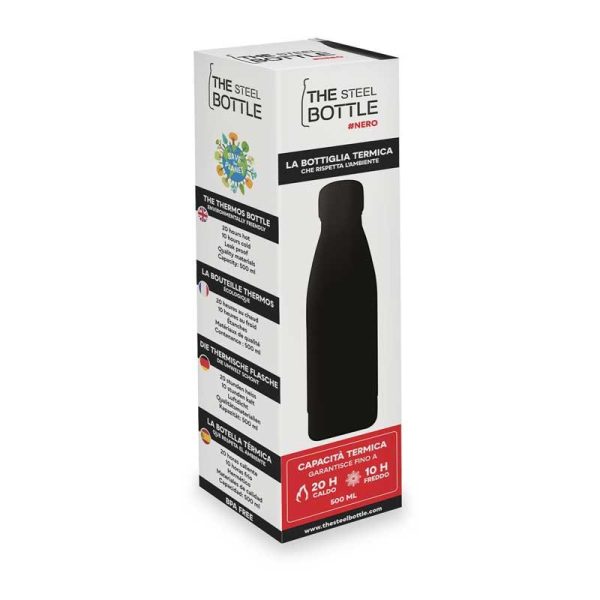 The Steel Bottle Classic Black - Ανοξείδωτο Παγούρι Θερμός 500ml
