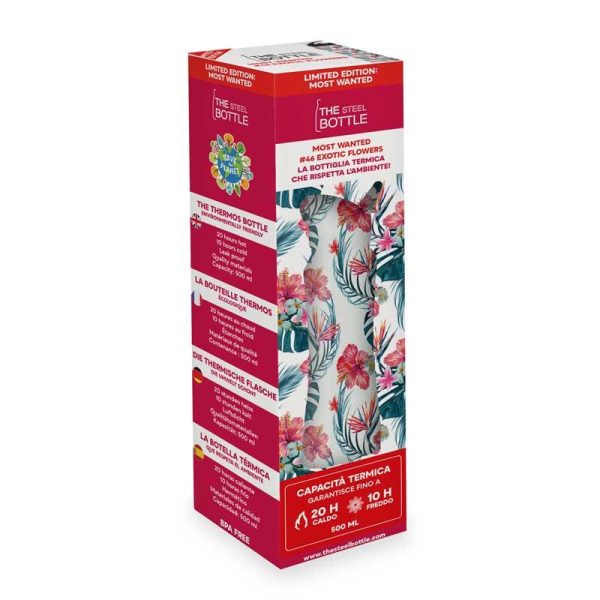 The Steel Bottle #46 Exotic Flowers - Ανοξείδωτο Παγούρι Θερμός με Καλαμάκι 500ml