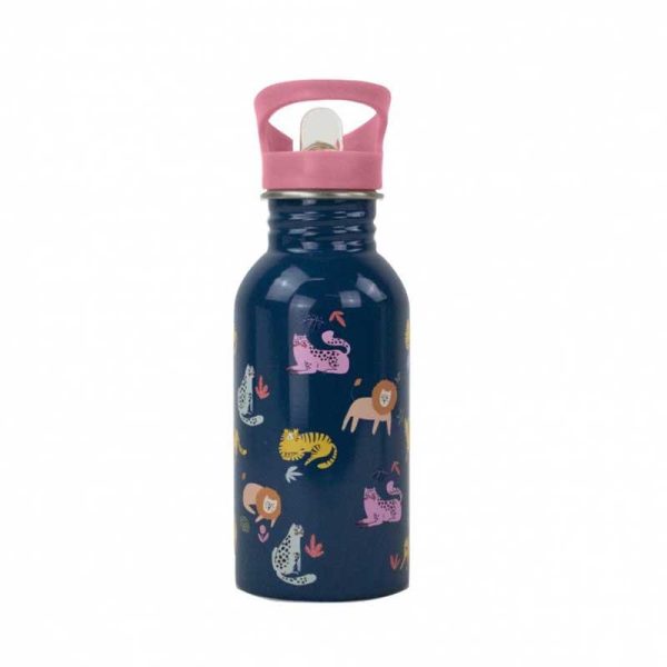 YOKO Design 'Big Cats' - Ανοξείδωτο Παγούρι με Καλαμάκι 500ml