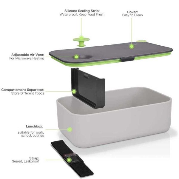 YOKO Design Airtight Lunch Box - Αεροστεγές Πλαστικό Δοχείο Φαγητού Μαύρο 1000ml
