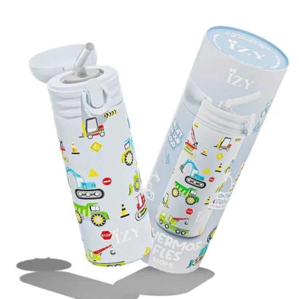 IZY 'Machines' Design your Bottle - Ανοξείδωτο Παγούρι Θερμός με Καλαμάκι 350ml