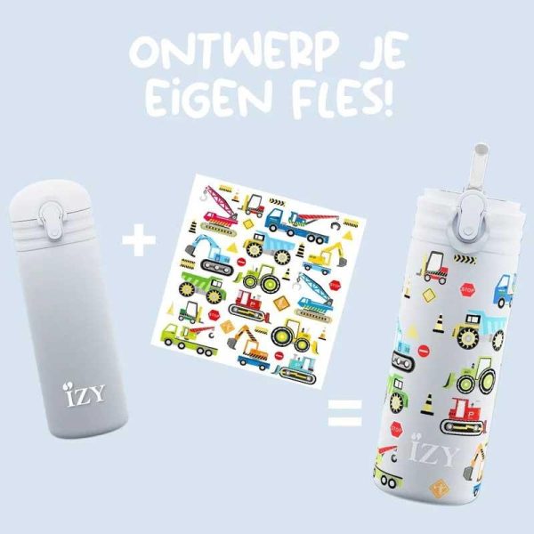 IZY 'Machines' Design your Bottle - Ανοξείδωτο Παγούρι Θερμός με Καλαμάκι 350ml