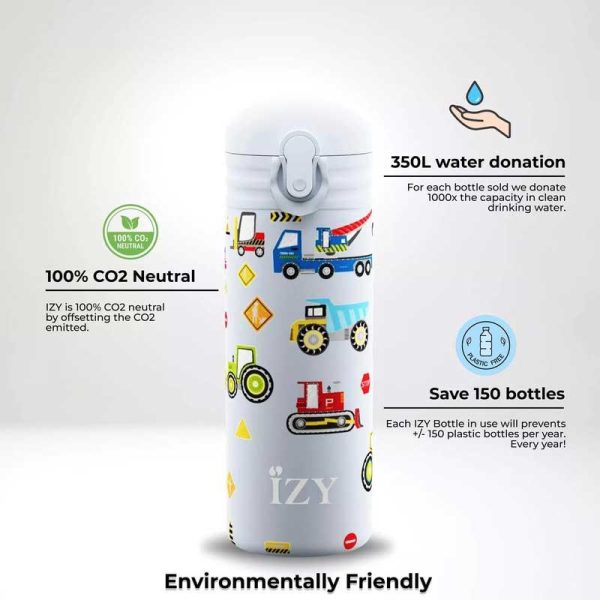 IZY 'Machines' Design your Bottle - Ανοξείδωτο Παγούρι Θερμός με Καλαμάκι 350ml
