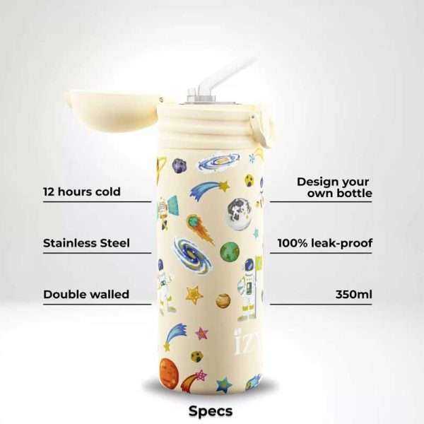IZY 'Space' Design your Bottle - Ανοξείδωτο Παγούρι Θερμός με Καλαμάκι 350ml