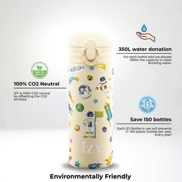IZY 'Space' Design your Bottle - Ανοξείδωτο Παγούρι Θερμός με Καλαμάκι 350ml