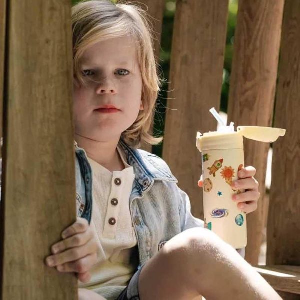 IZY 'Space' Design your Bottle - Ανοξείδωτο Παγούρι Θερμός με Καλαμάκι 350ml