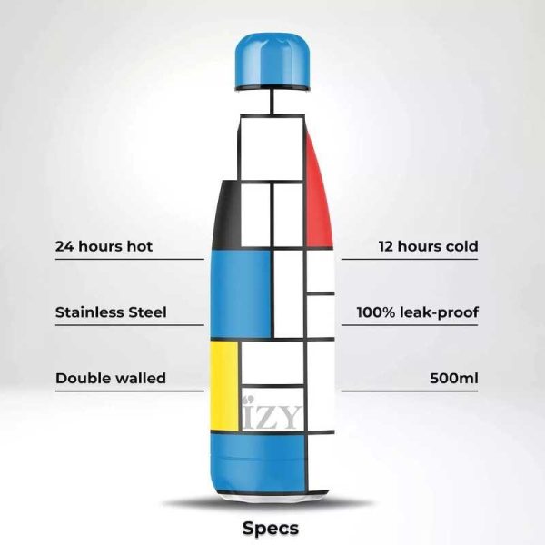 IZY Piet Mondriaan 'Composition' - Ανοξείδωτο Παγούρι Θερμός 500ml