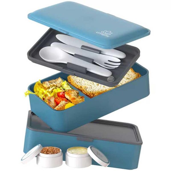 Umami Bento Lunch Box - Αεροστεγές 2in1 Δοχείο Φαγητού Μπλε 1200ml