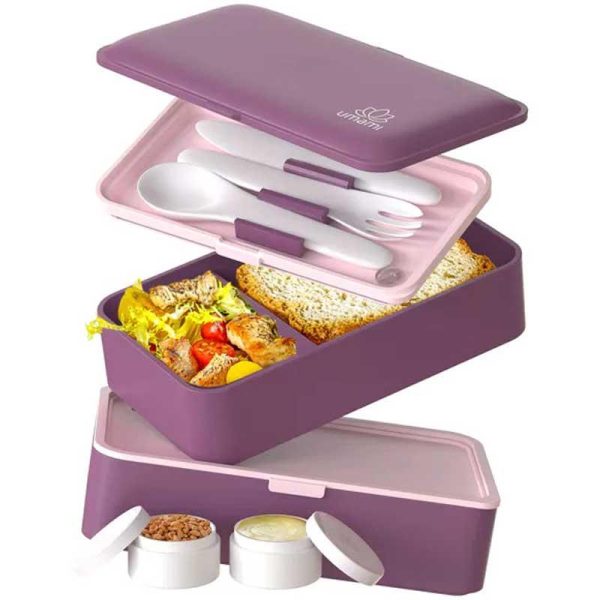 Umami Bento Lunch Box - Αεροστεγές 2in1 Δοχείο Φαγητού Μωβ 1200ml