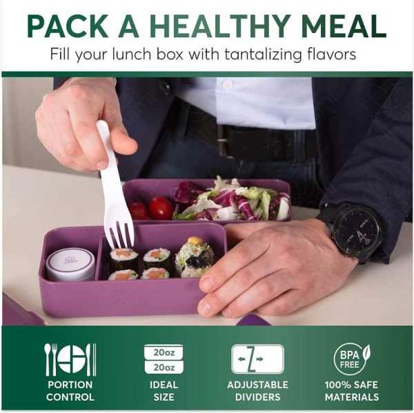 Umami Bento Lunch Box - Αεροστεγές 2in1 Δοχείο Φαγητού Μωβ 1200ml