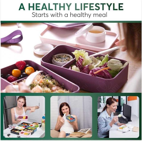 Umami Bento Lunch Box - Αεροστεγές 2in1 Δοχείο Φαγητού Μωβ 1200ml