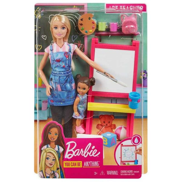 Barbie You Can Be Anything - Ξανθιά Κούκλα Δασκάλα Ζωγραφικής Με Μαθήτρια
