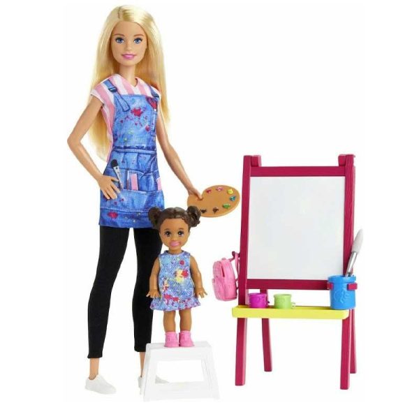 Barbie You Can Be Anything - Ξανθιά Κούκλα Δασκάλα Ζωγραφικής Με Μαθήτρια